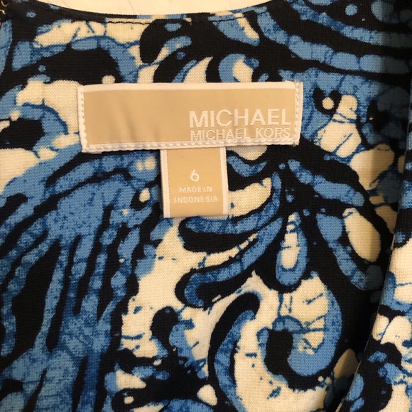 Michael Kors Sexy Paisley Pattern Dress Blue/white/black Size 4 - Picture 13 of 13